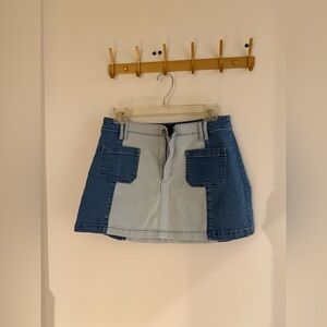 Two-Tone Denim Mini Skirt